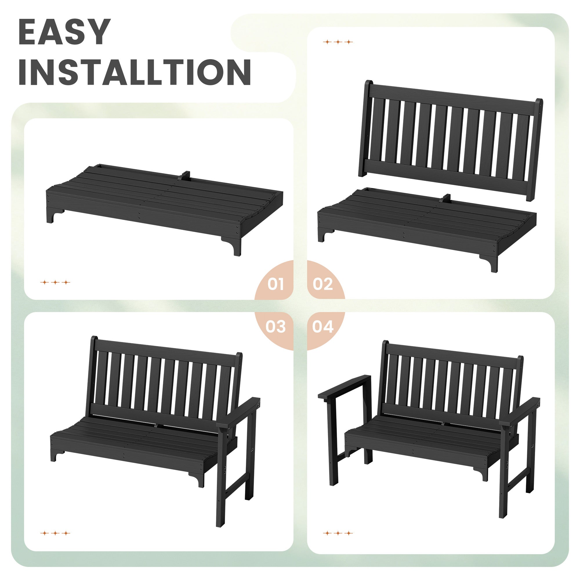 homall-patio-furniture-gartenbank-schwarz-2-sitzer-hdpe image 5