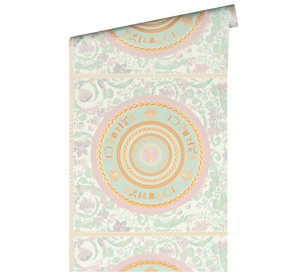 a-s-cr-ation-versace-387052-vliestapete-mint-rosa-floral-10-05x0-70m image 1