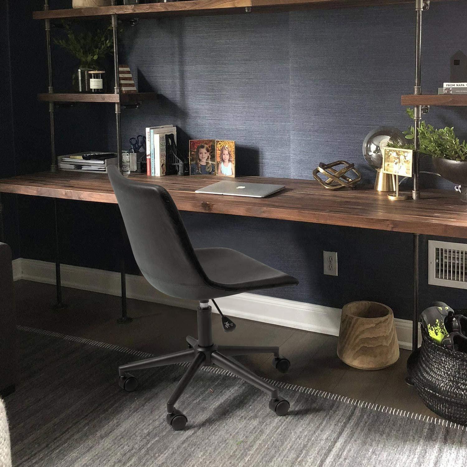 homall-office-leather-chair-b-rostuhl-schwarz-ohne-armlehnen image 2