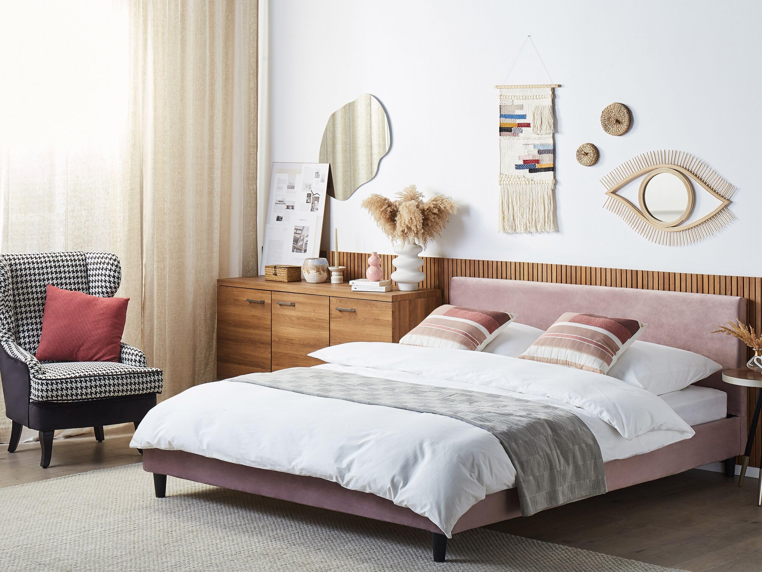 beliani-fitou-doppelbett-rosa-180x200-cm-samt image 2