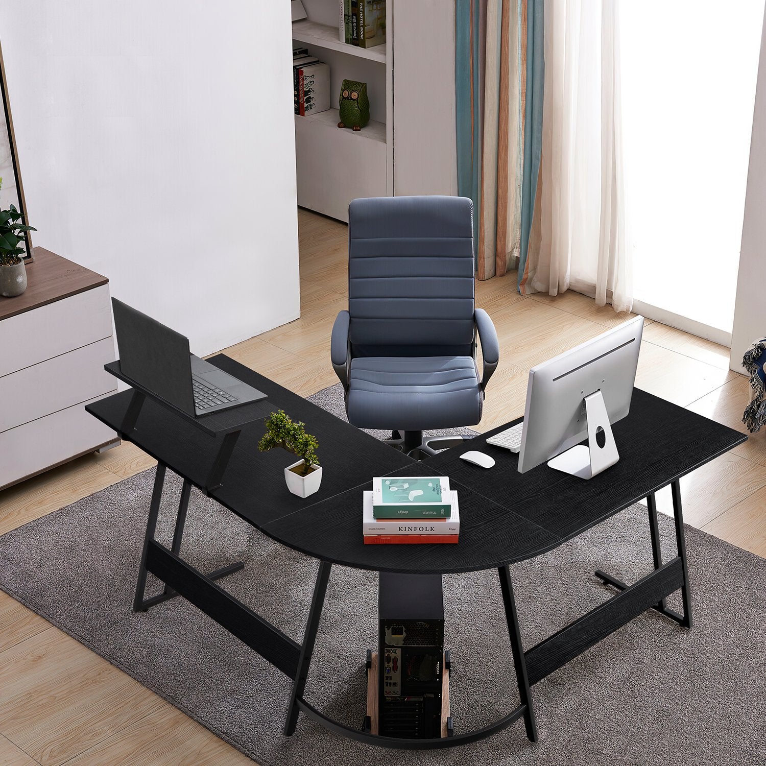 homall-office-desk-eckschreibtisch-wei-l-form-130-cm image 8
