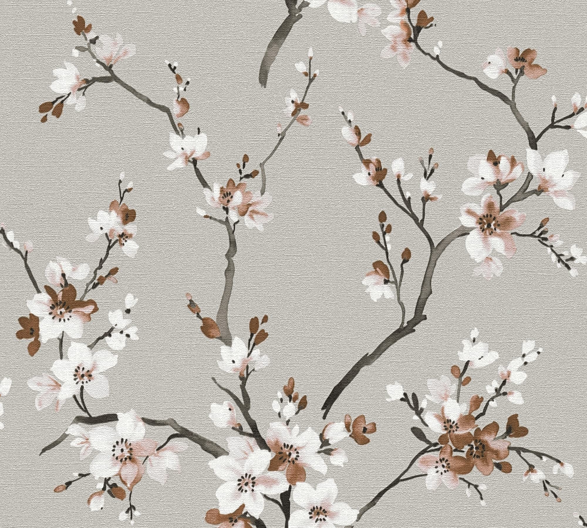 livingwalls-desert-lodge-vliestapete-grau-blumen-vintage image 2