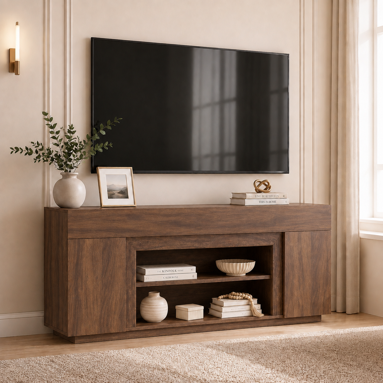 homall-tv-stand-tv-schrank-70-zoll-schwarz-walnuss image 2