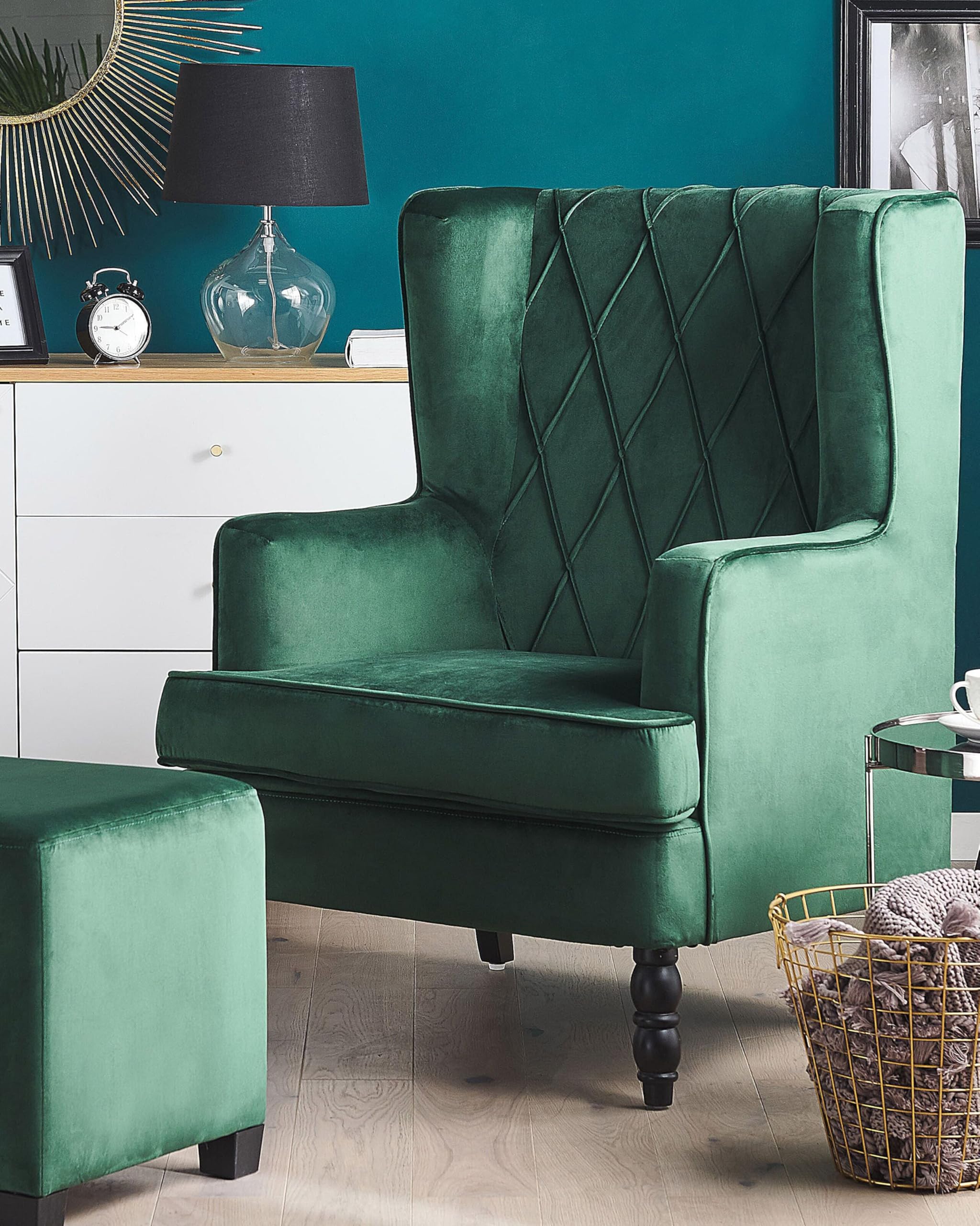 beliani-sandset-sessel-mit-hocker-samt-dunkelgr-n image 2