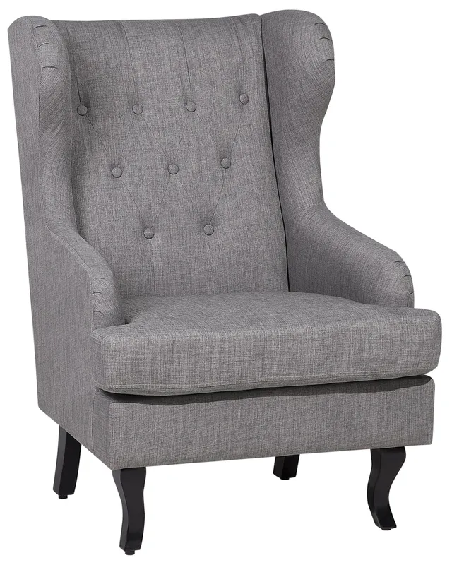 beliani-alta-ohrensessel-stoff-grau-chesterfield-holzbeine image 1