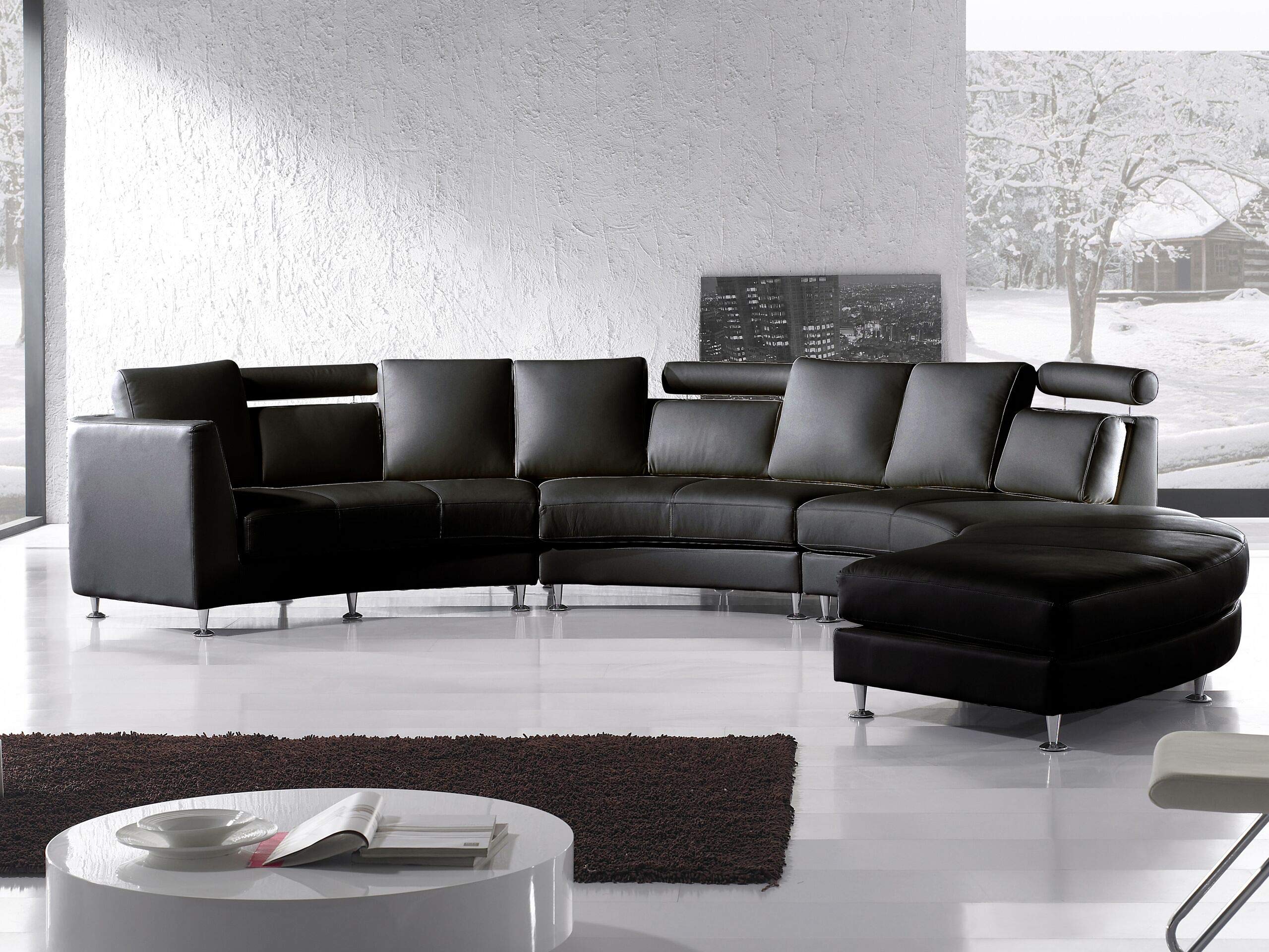 beliani-sofas-rotunde-halbkreis-sofa-schwarz-echtleder image 2