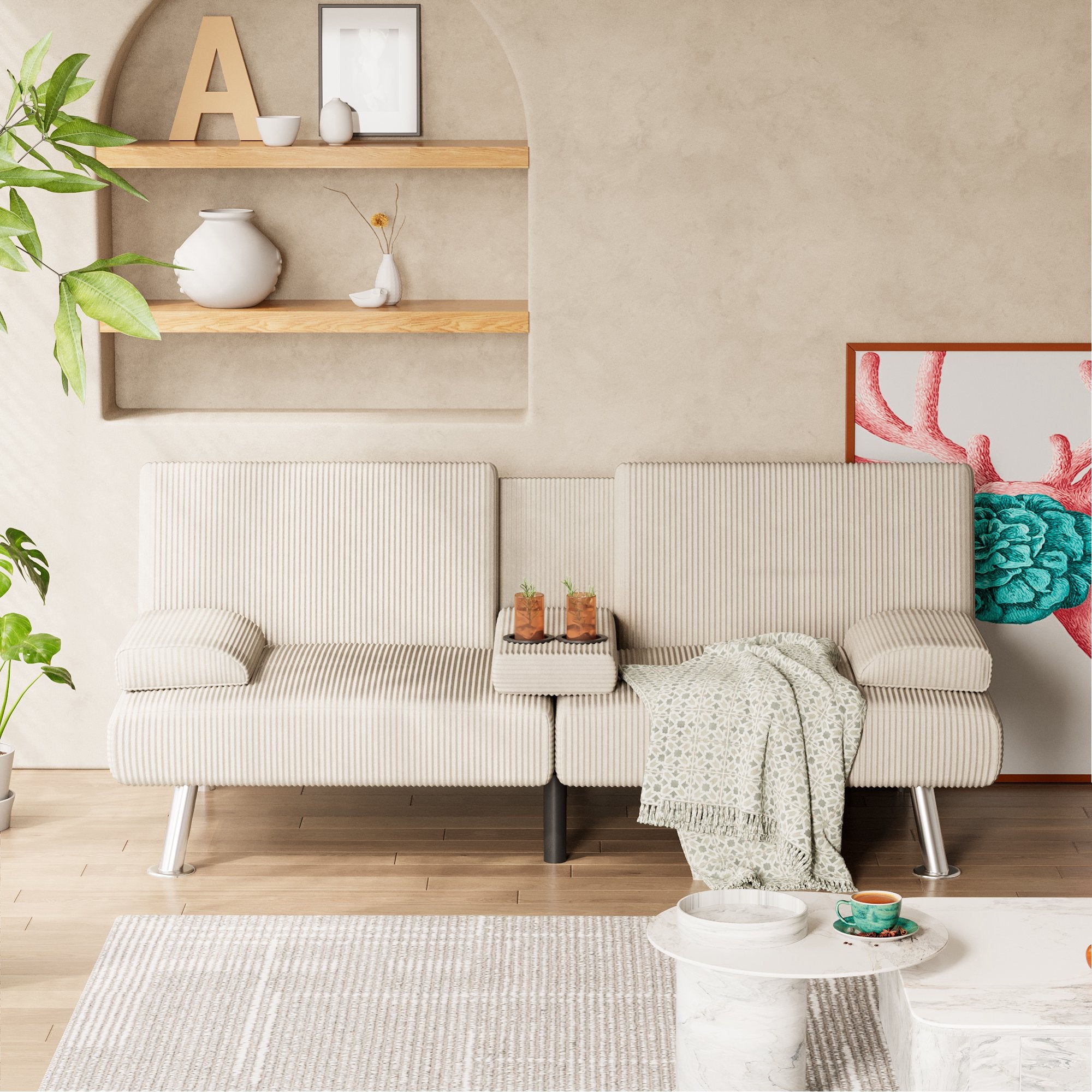 homall-schlafsofa-beige-verstellbar-stauraum-getr-nkehalter image 1