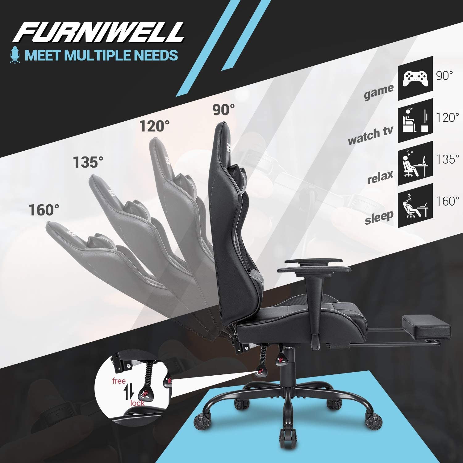 homall-gaming-chair-gamer-stuhl-schwarz-massage image 5