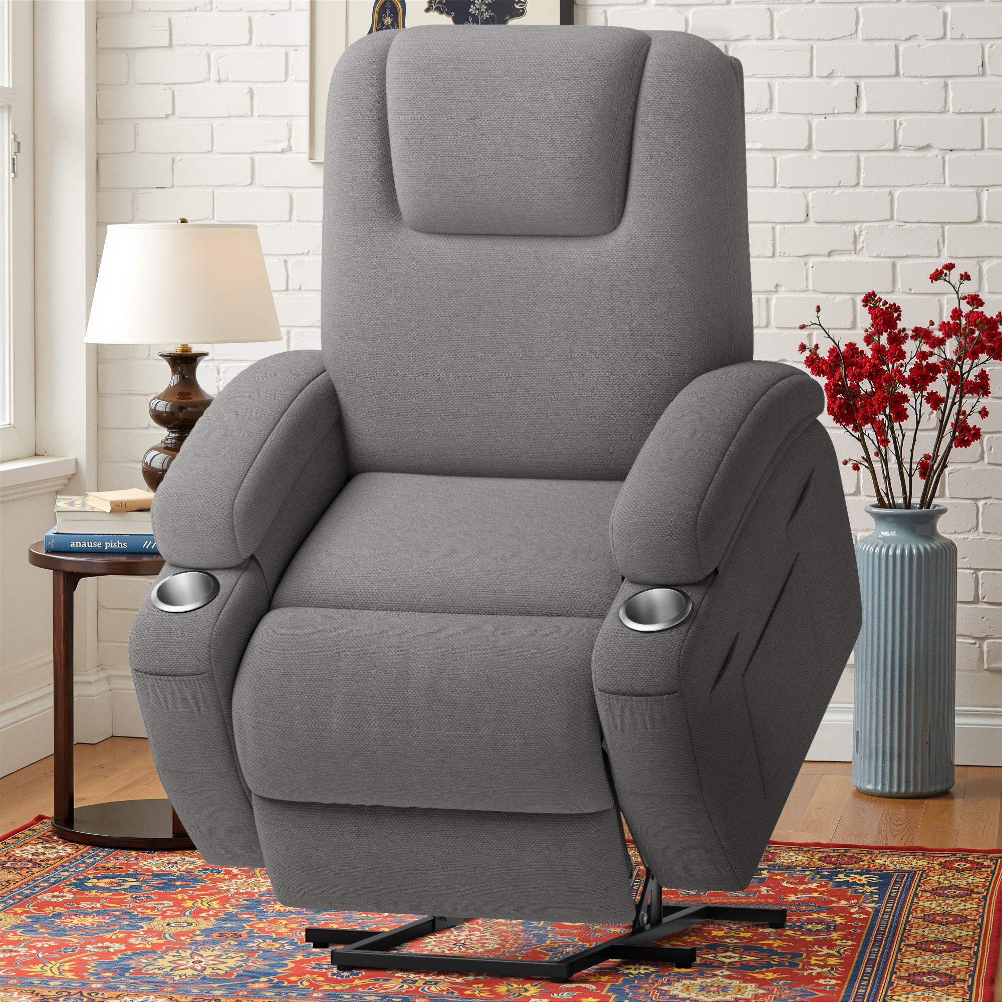 homall-recliner-chair-aufstehsessel-massage-beige-stoff image 7