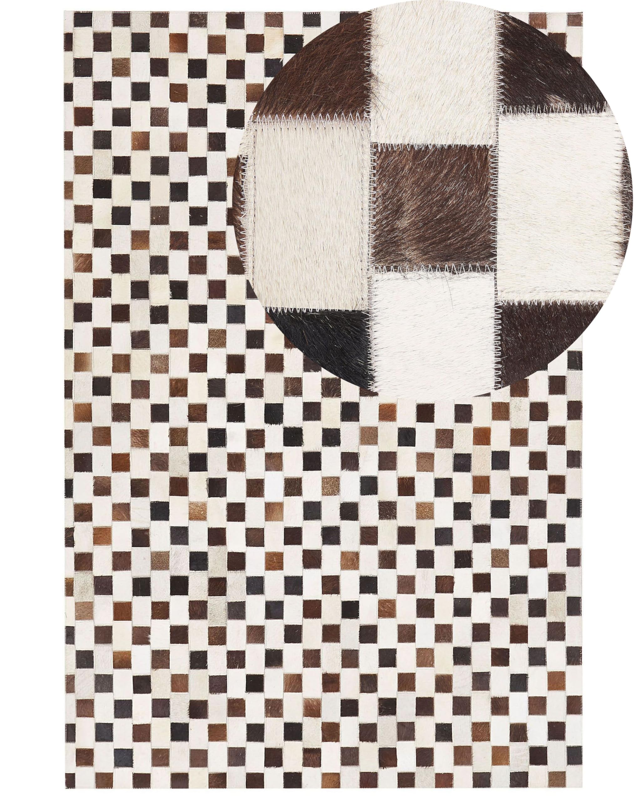 beliani-kayabey-kuhfell-teppich-140x200-braun-patchwork image 8