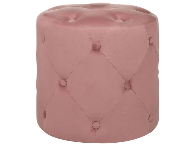 beliani-corolla-pouf-samt-rosa-rund-40-cm-chesterfield image 1