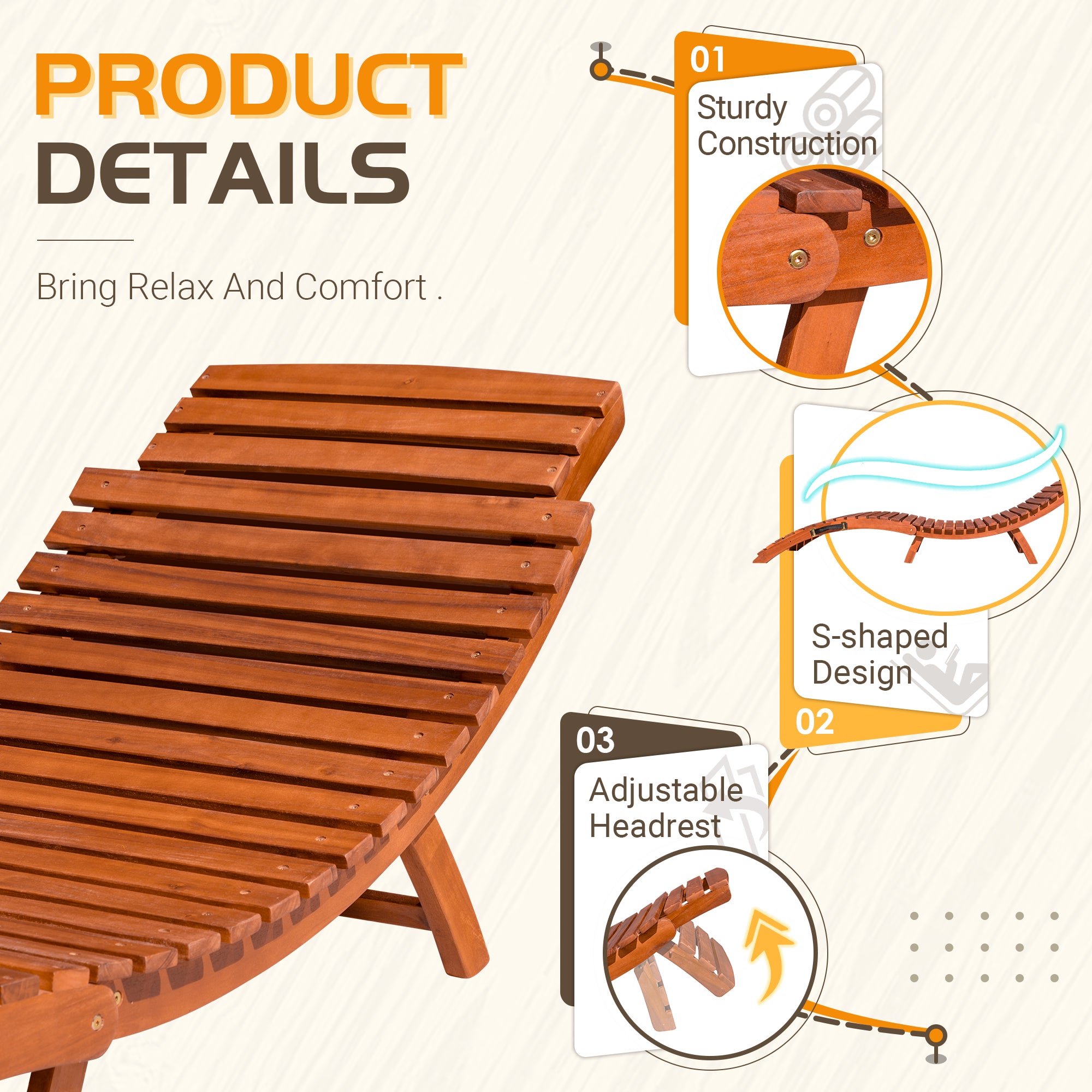 homall-patio-furniture-sonnenliege-akazie-holz-klappbar image 2