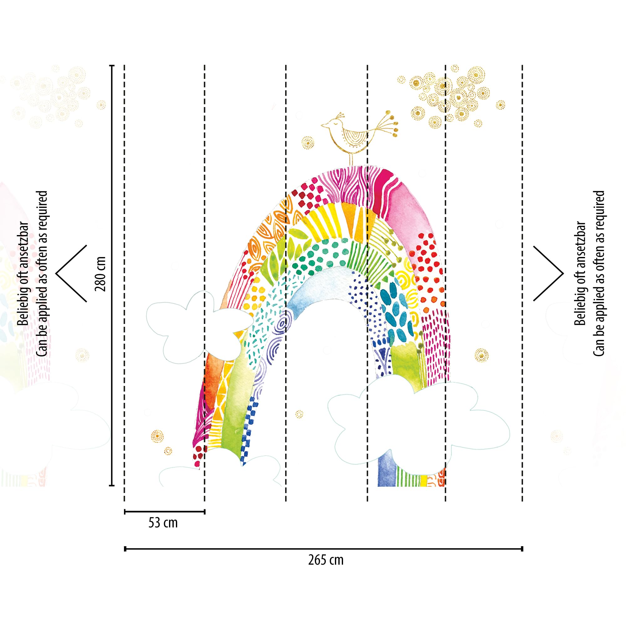 livingwalls-regenbogen-fototapete-wei-pink-gelb-280x265-cm-kinder image 5