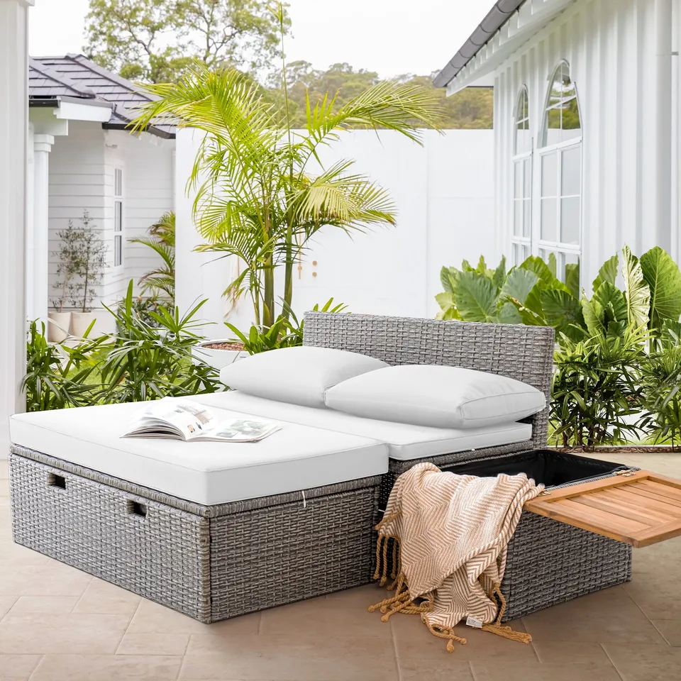 homall-patio-furniture-daybed-rattan-sonnenliege-dunkelblau-wetterfest image 1