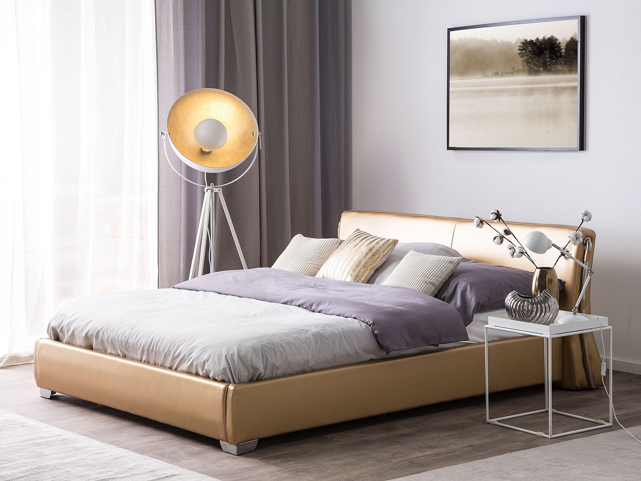 beliani-paris-lederbett-160x200-gold-echtleder-mit-led-beleuchtung image 4