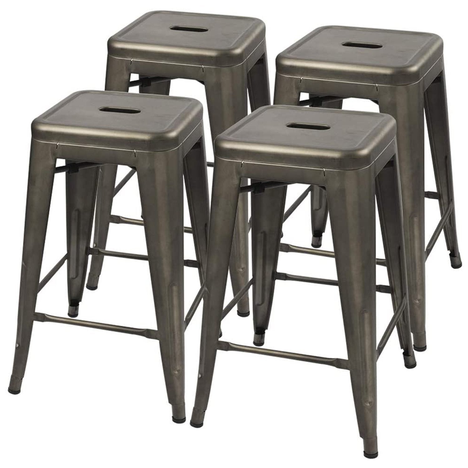 homall-metal-chair-barhocker-metall-61cm-schwarz-4er-set image 1