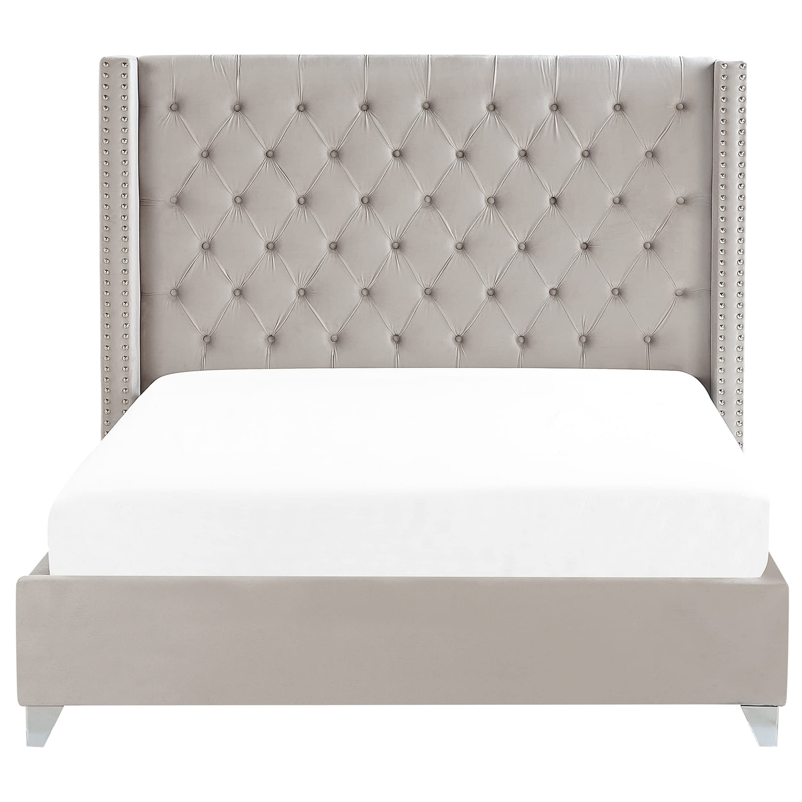 beliani-lubbon-samtbett-180x200-hellgrau-chesterfield image 4