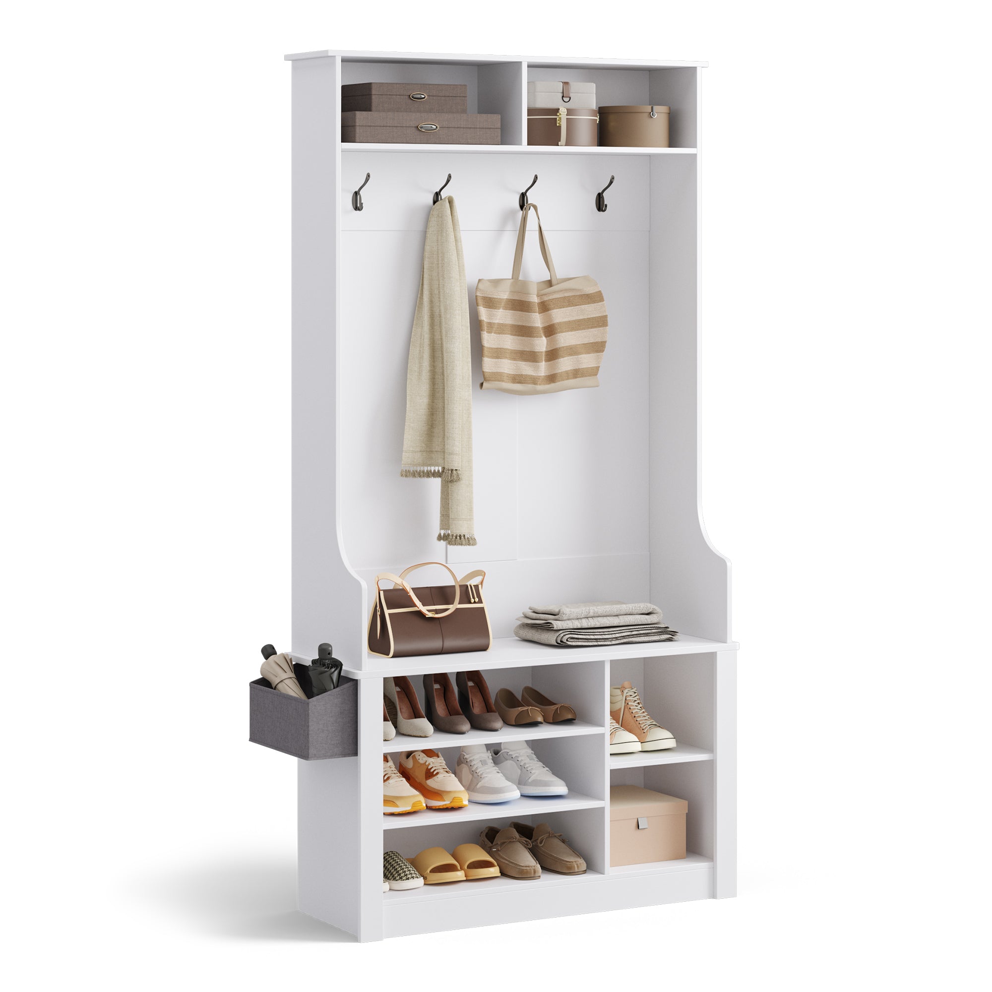 bealife-fs29-garderobenschrank-wei-mit-schuhregal-und-haken image 1