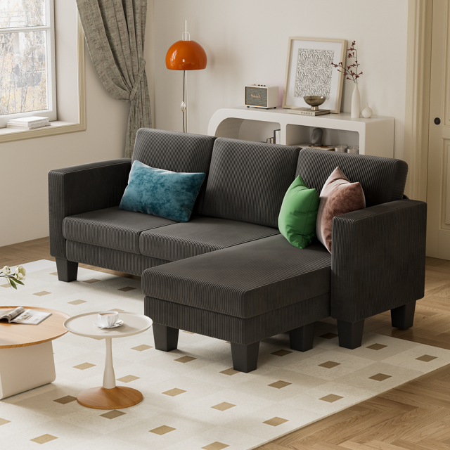 homall-accent-chair-samtsessel-grau-l-form-umwandelbar image 5