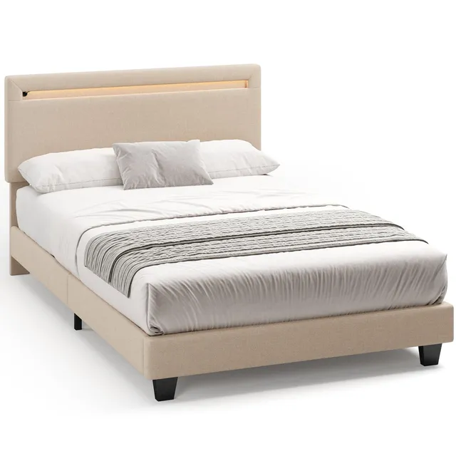 bealife-bf27-einzelbett-120x200-beige-led-polsterbett image 1
