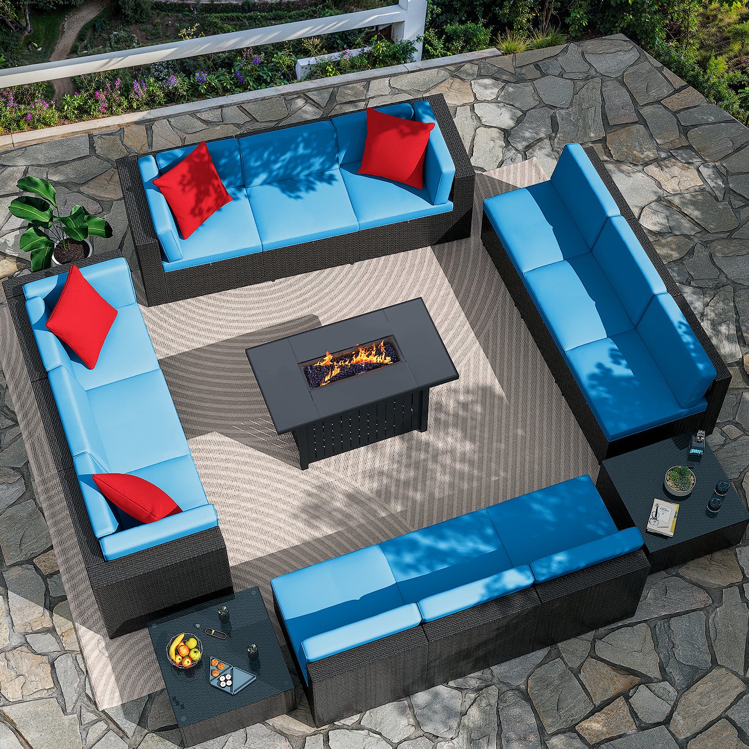 homall-patio-furniture-rattan-lounge-set-8-tlg-feuertisch-beige image 4