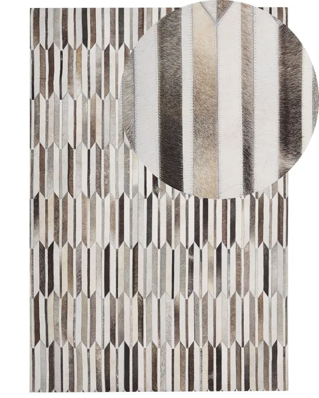 beliani-kulalar-leder-teppich-140x200-cm-beige-braun-patchwork image 1