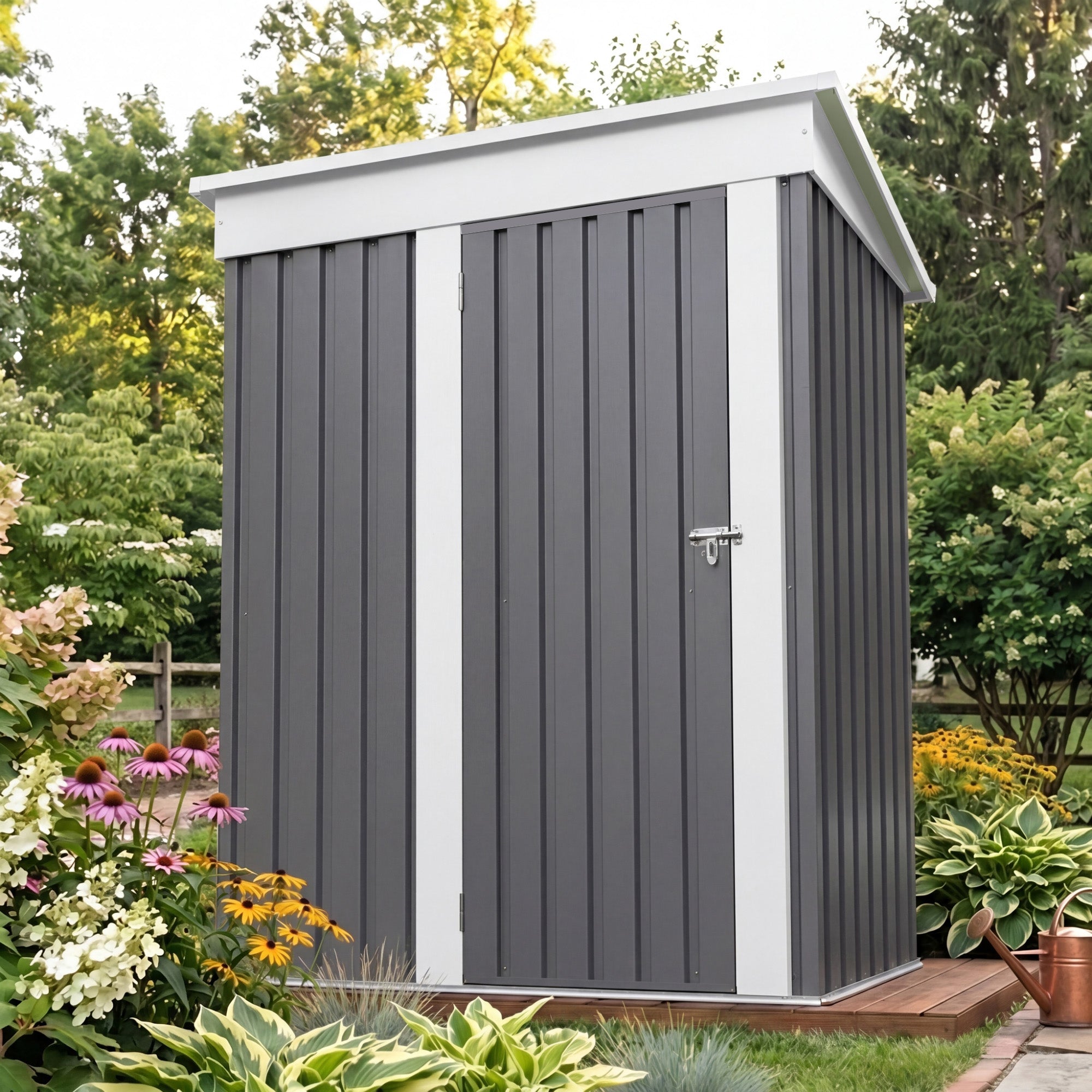 homall-metal-shed-ger-tehaus-metall-5x3-ft-braun-abschlie-bar image 2
