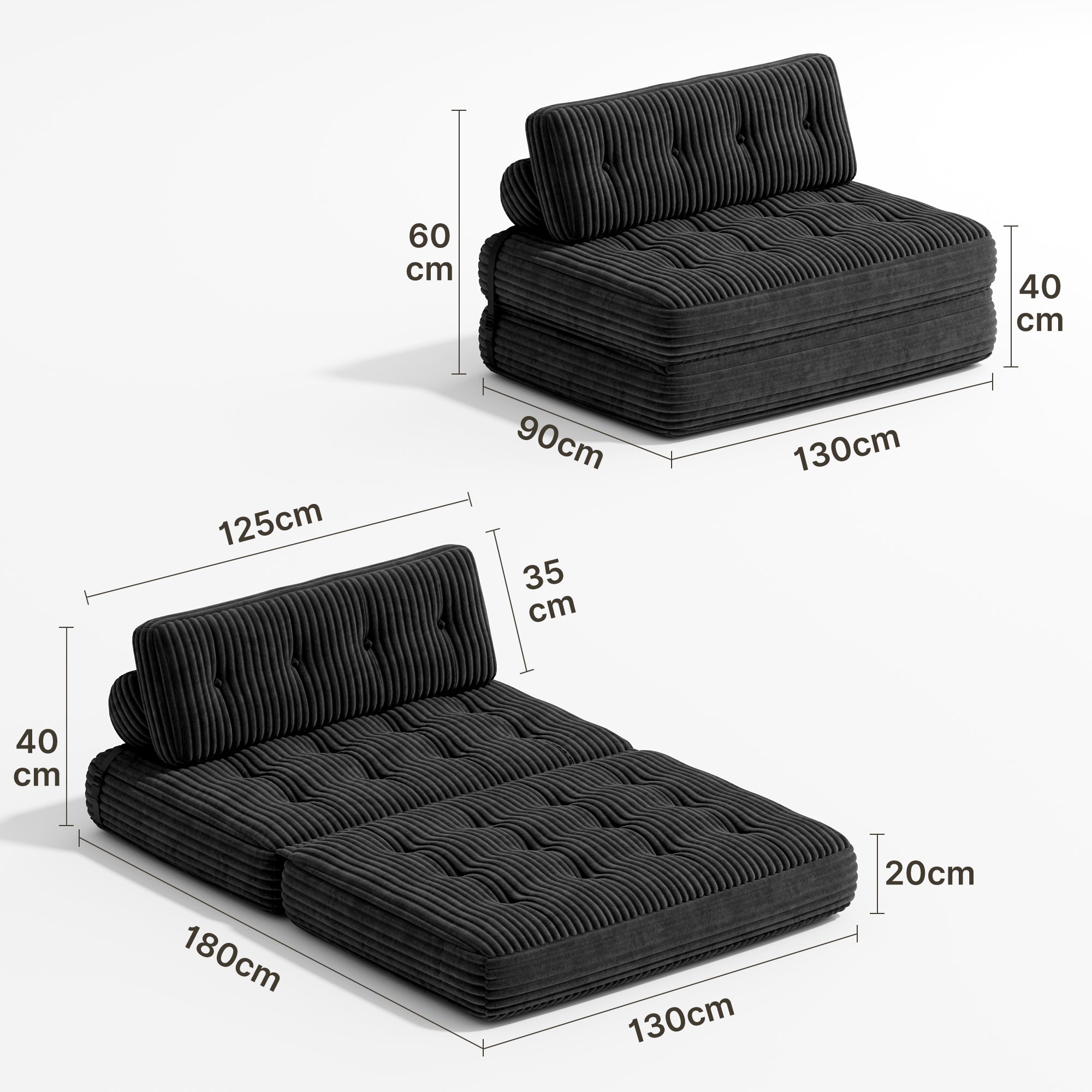 bealife-ar33-sitzsack-2-sitzer-schwarz-faltbar-cord image 3