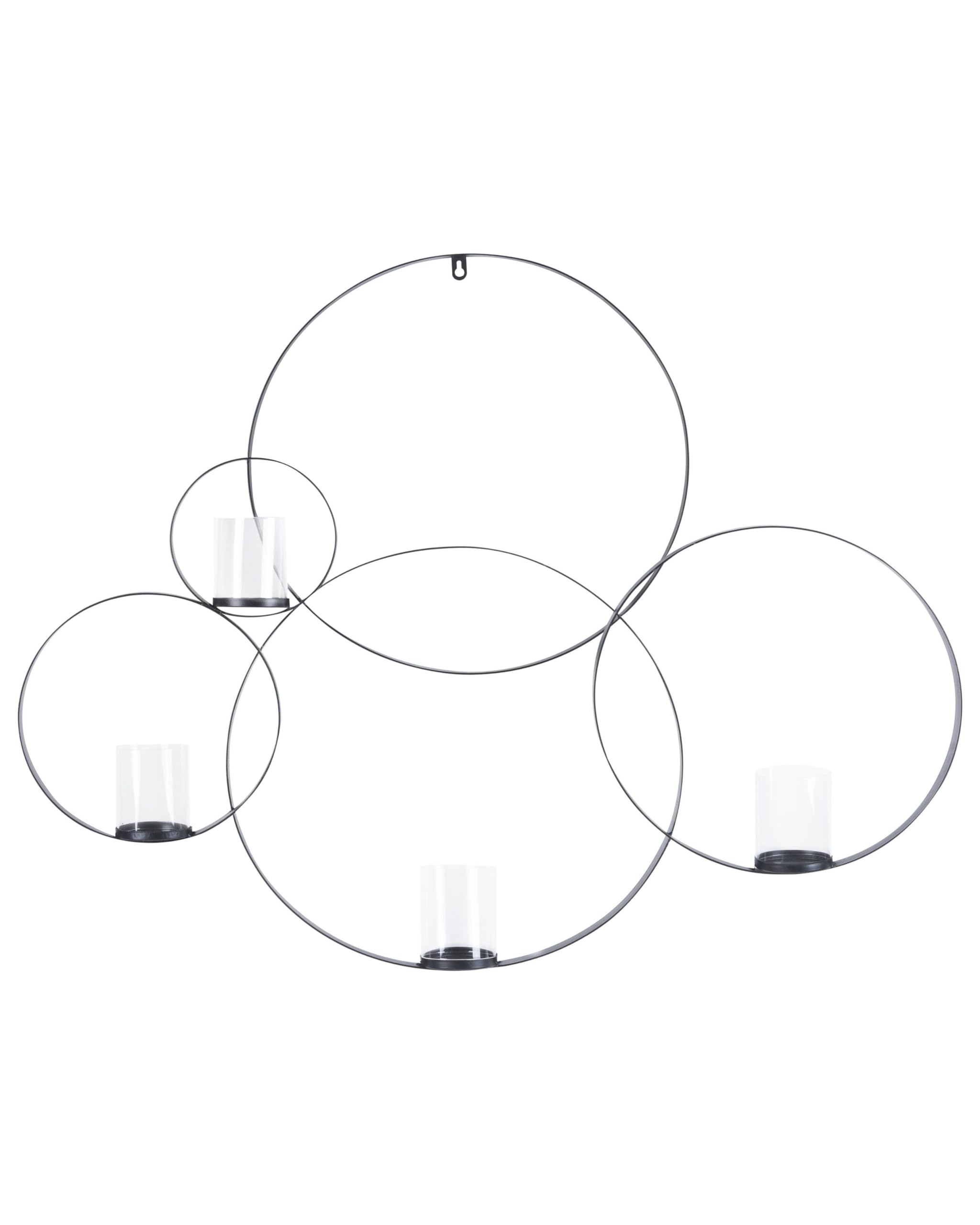 beliani-buru-wandkerzenhalter-schwarz-4-flammig-metall-glas image 1