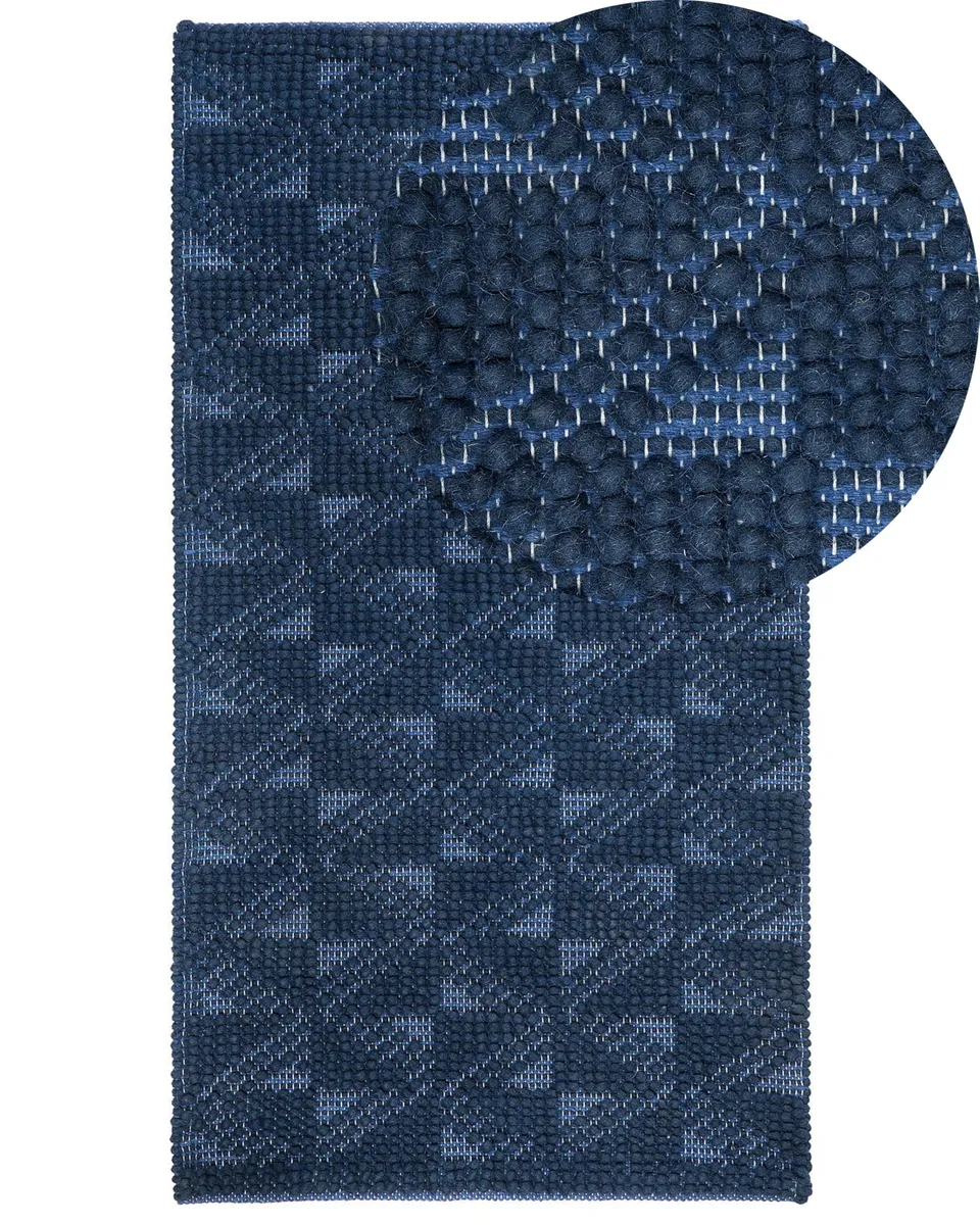 beliani-savran-teppich-80x150-cm-marineblau-wolle-kurzflor image 1