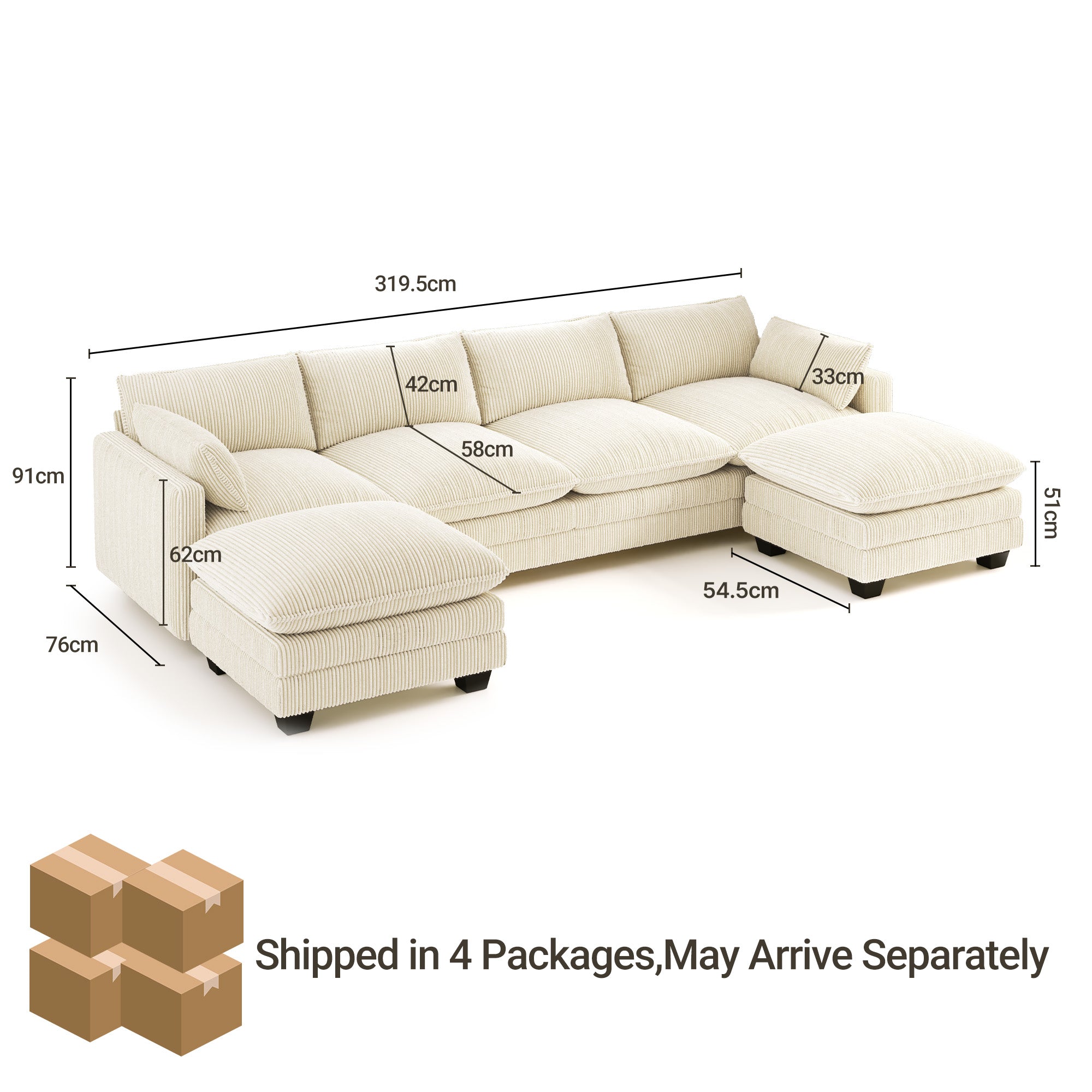 bealife-ar89-ecksofa-cord-beige-u-form-4-sitzer-320-cm image 4