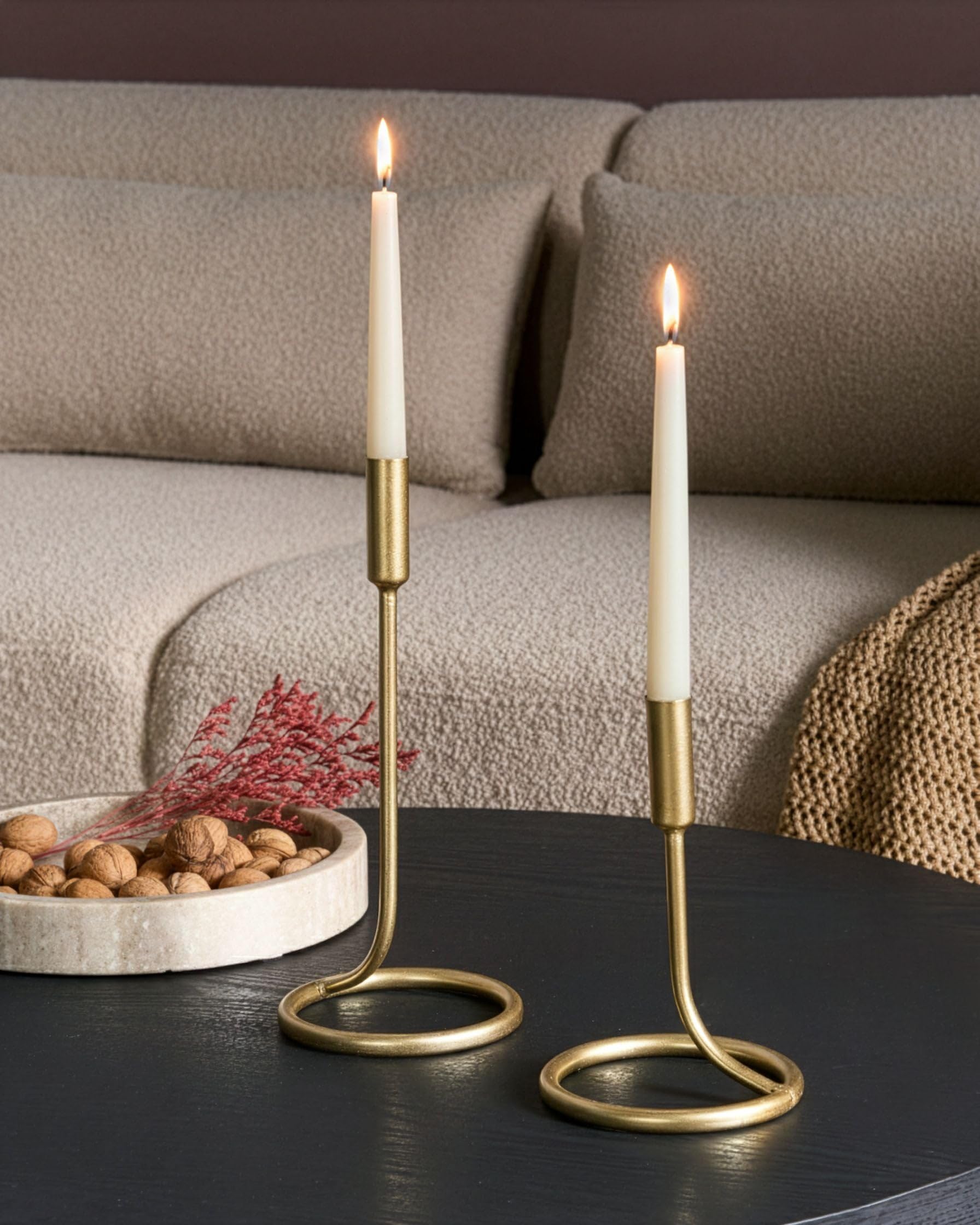beliani-kerzenhalter-gold-metall-2er-set-19-28-cm-modern image 2