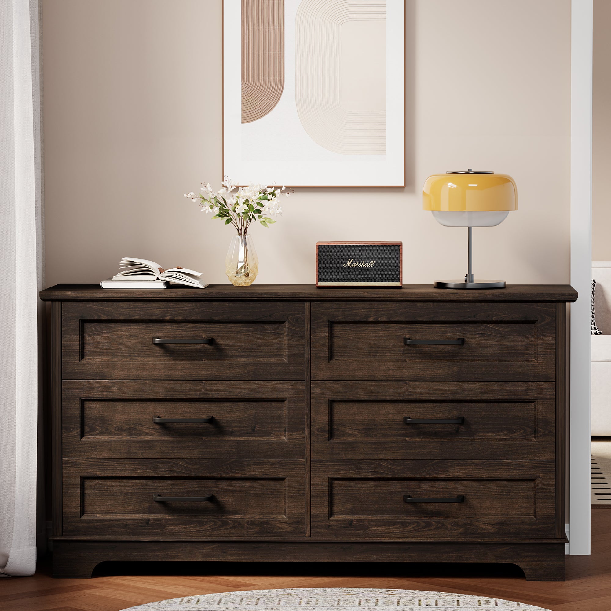 homall-bedroom-kommode-6-schubladen-wei-mdf image 2