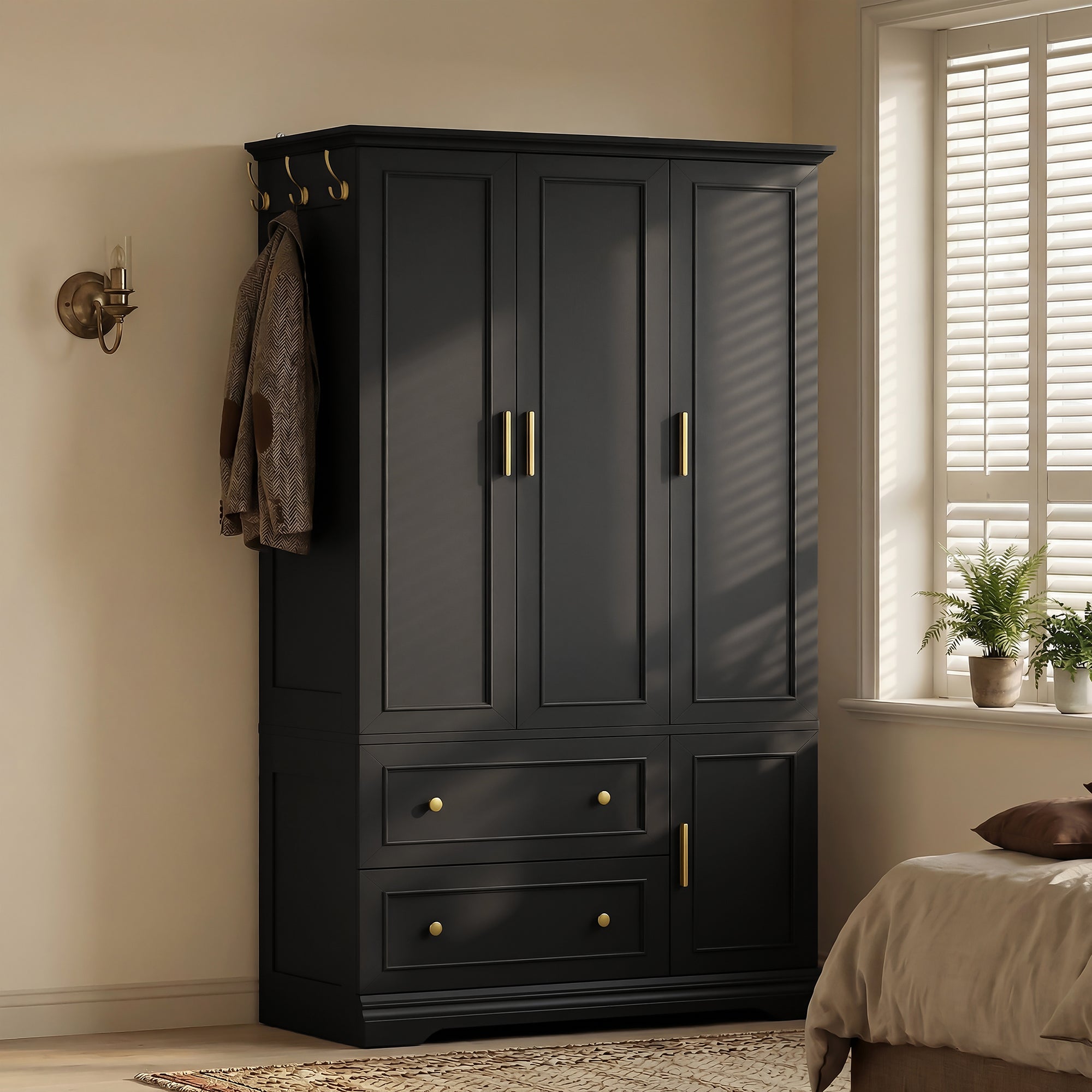 homall-bedroom-kleiderschrank-wei-3-t-rig-mit-schubladen image 2