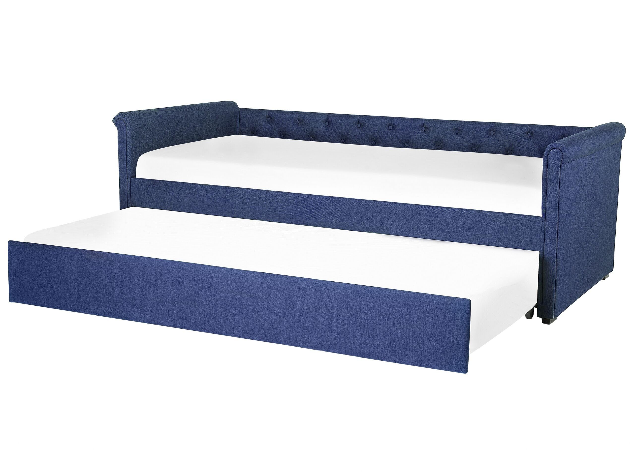 beliani-libourne-tagesbett-90x200-marineblau-ausziehbett-leinenoptik image 1