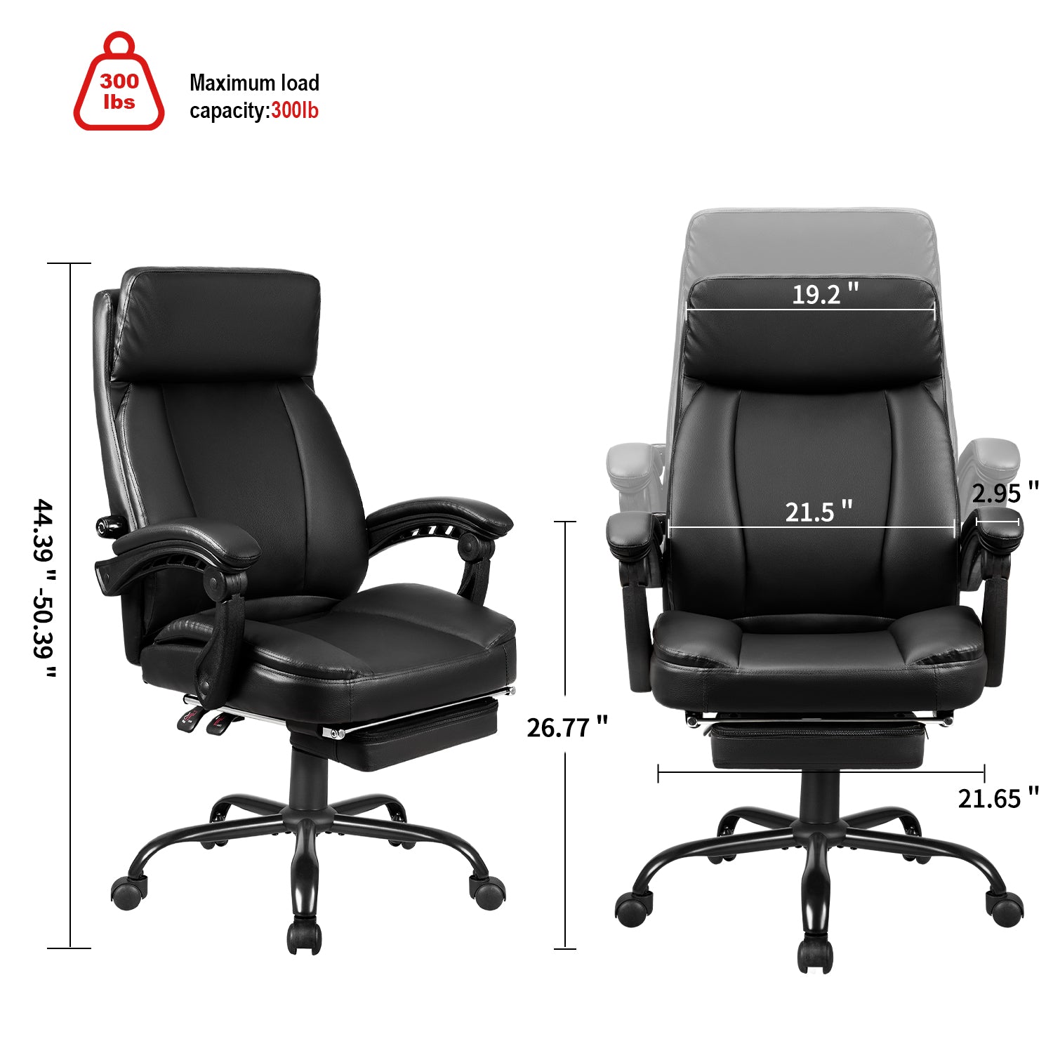 homall-office-leather-chair-b-rostuhl-schwarz-mit-fu-st-tze image 7