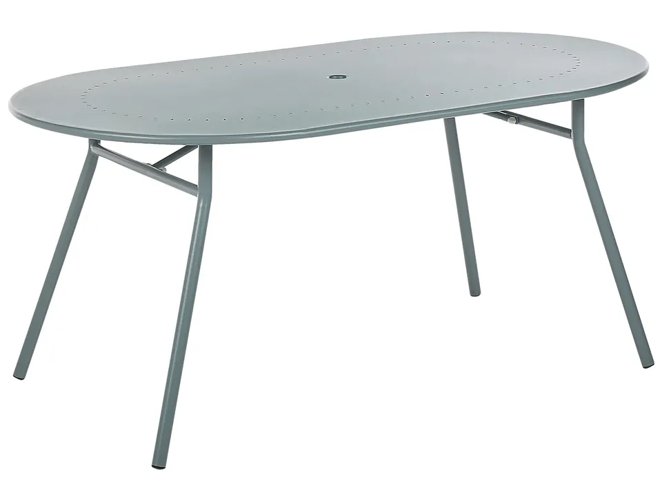 beliani-calvi-gartentisch-hellblau-160x90-cm-metall image 1