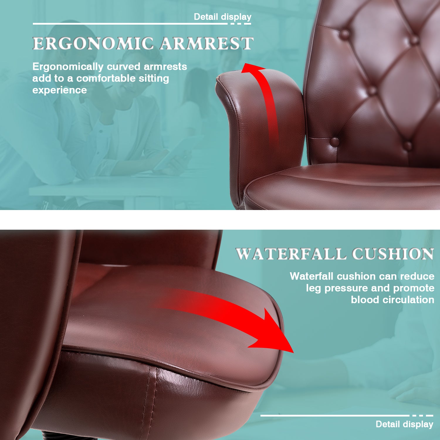 homall-office-leather-chair-b-rostuhl-braun-vintage image 5