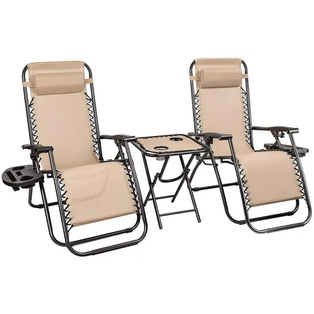 homall-zero-gravity-liegestuhl-beige-3-teilig-mit-tisch image 1