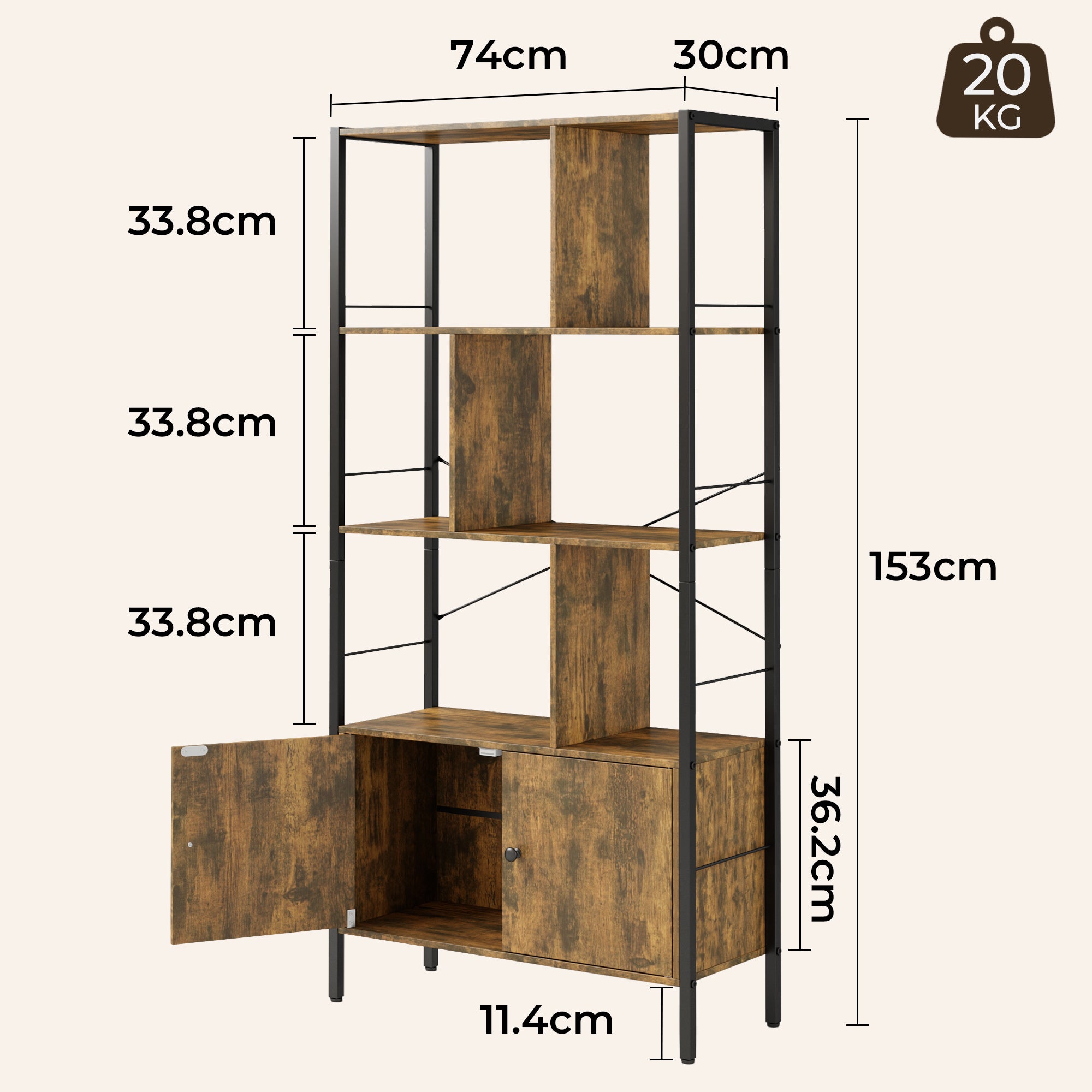 bealife-fs28-b-cherregal-mit-schrank-braun-industrial image 3
