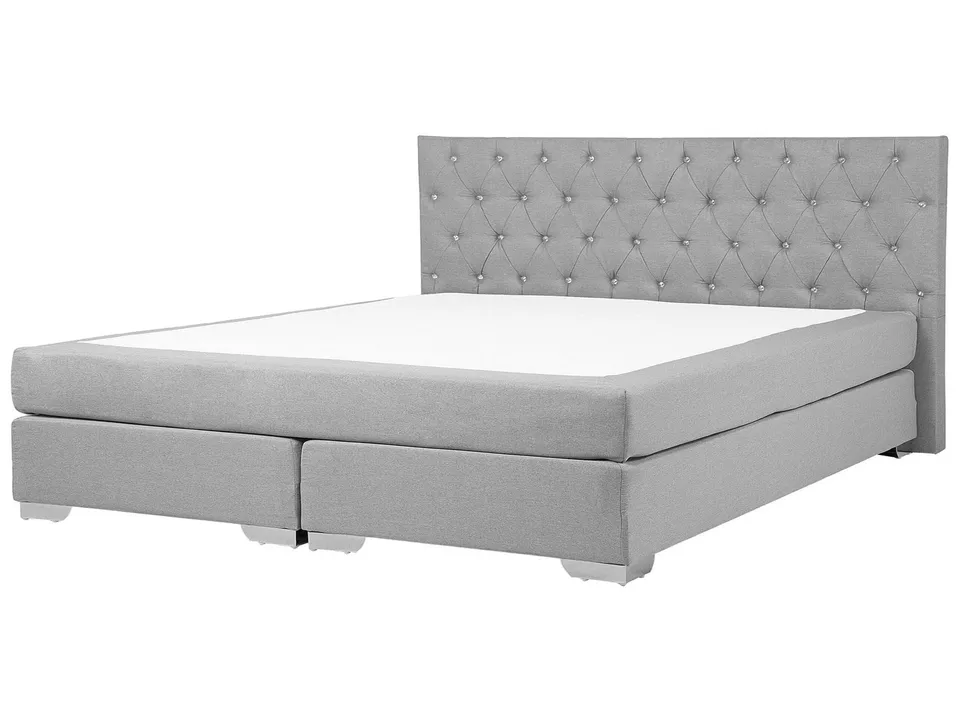 beliani-duchess-boxspringbett-180x200-hellgrau image 1