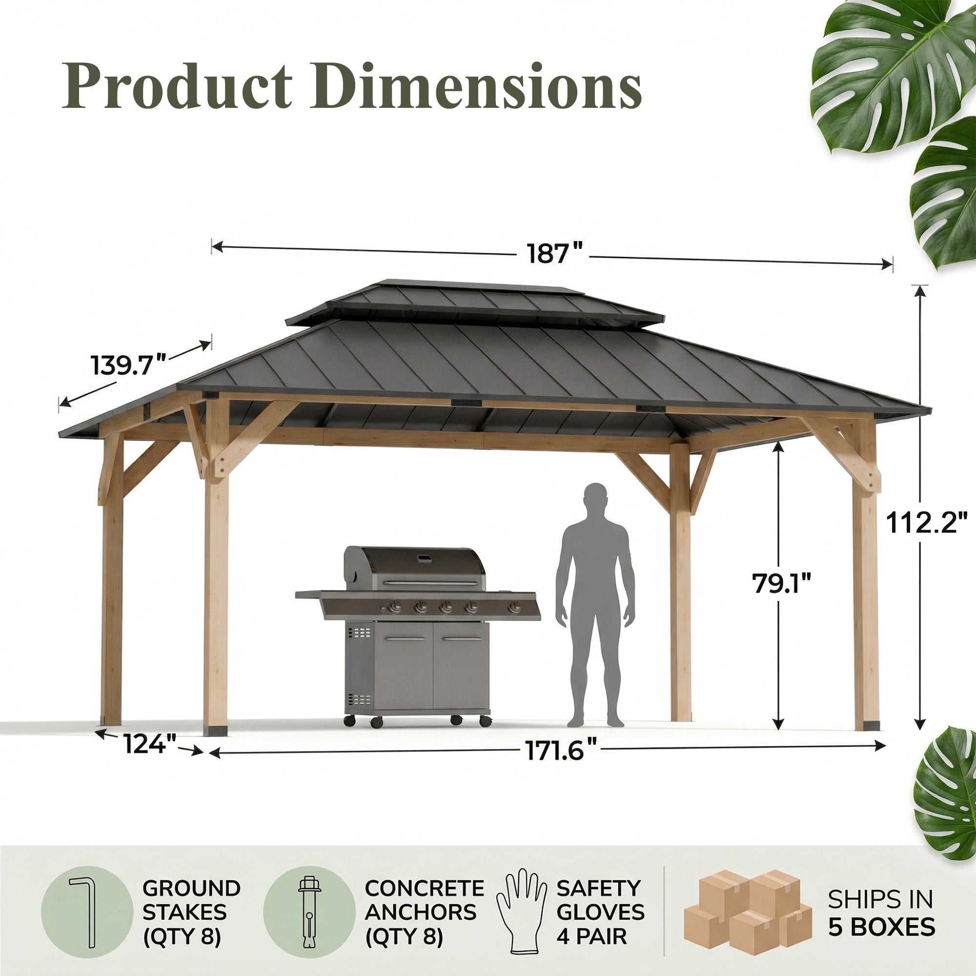 homall-patio-furniture-gartenpavillon-12x16-holz-stahldach image 3