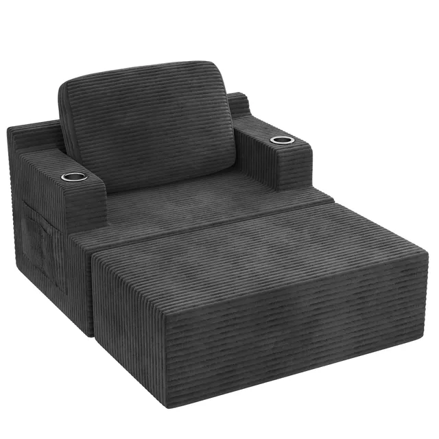 homall-sofa-cloud-chaise-longue-sessel-schwarz-mit-getr-nkehalter image 1