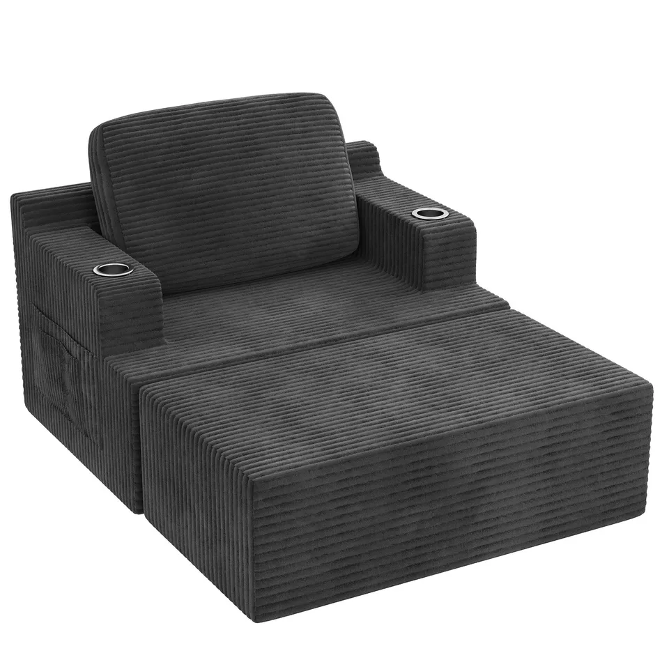 homall-sofa-cloud-chaise-longue-sessel-schwarz-mit-getr-nkehalter image 1