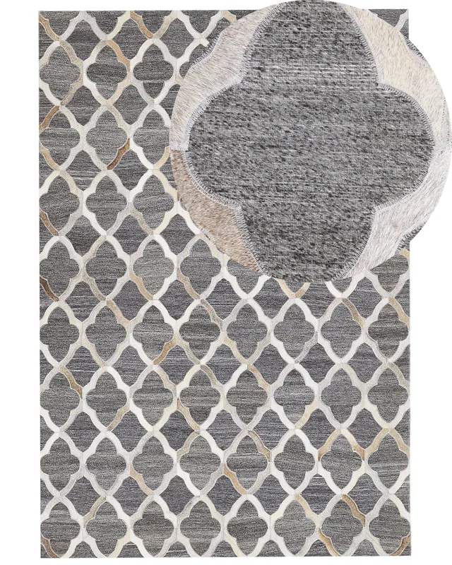 beliani-rolunay-teppich-140x200-cm-grau-beige-leder-patchwork image 1