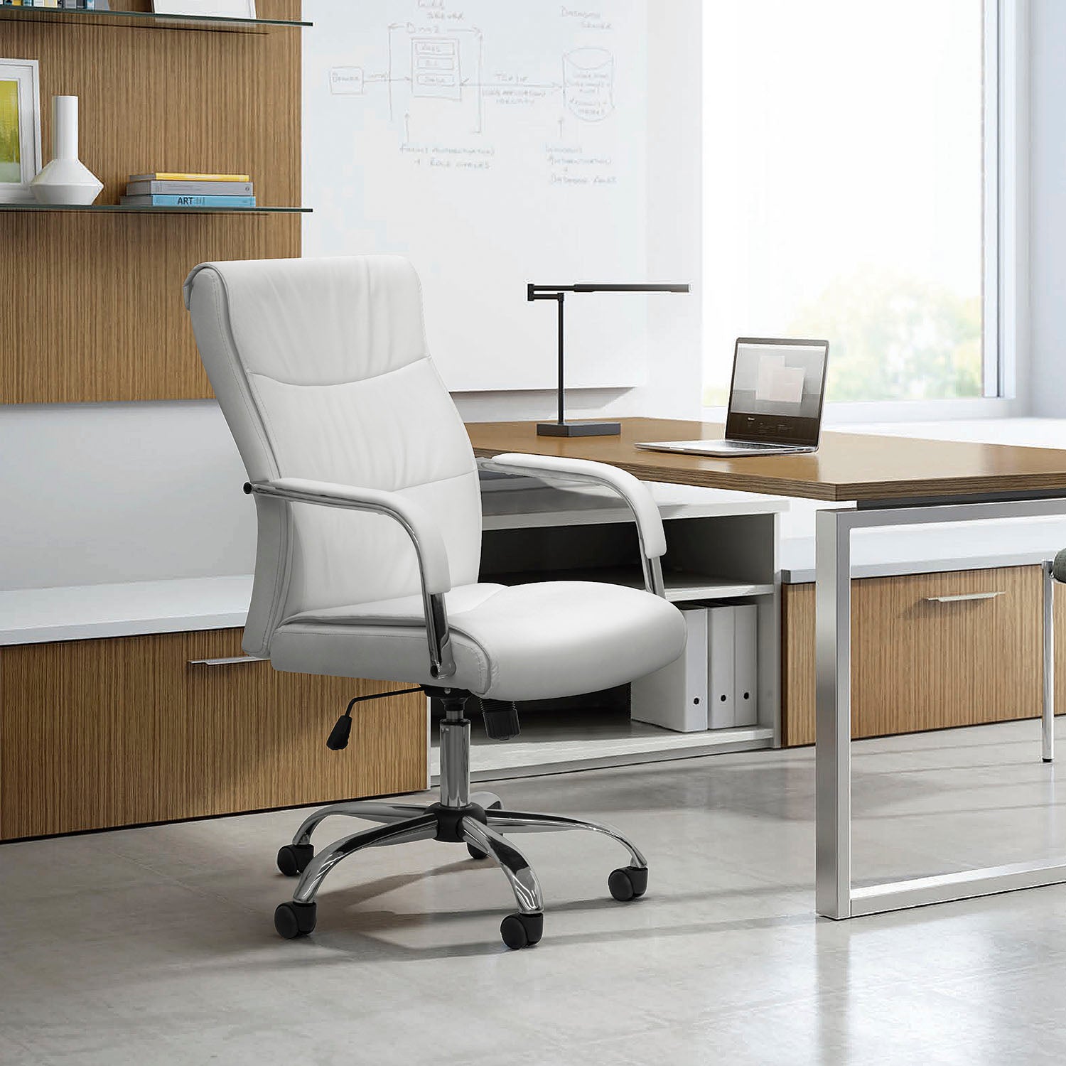 homall-office-leather-chair-chefsessel-braun-hochlehner image 7