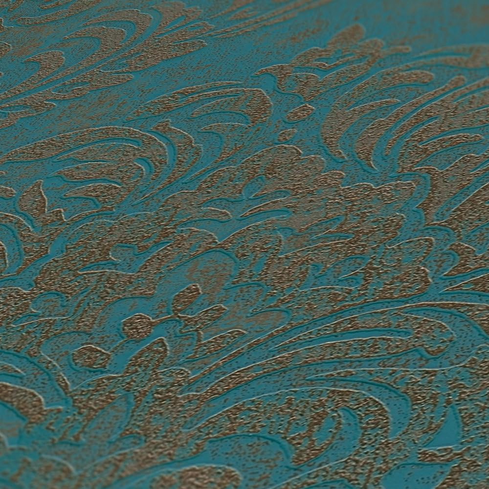 a-s-cr-ation-livingwalls-vliestapete-petrol-gold-ornament image 5