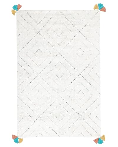 beliani-kartal-baumwollteppich-140x200-wei-fransen image 7