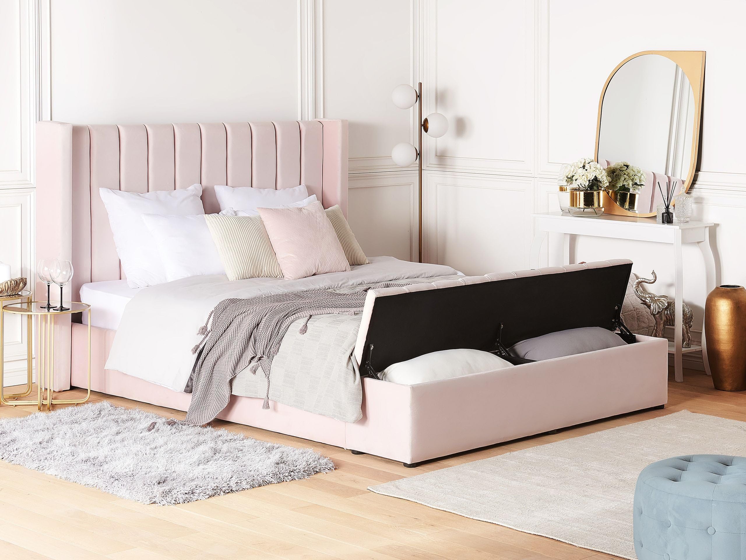 beliani-noyers-samtbett-160x200-pastellrosa-doppelbett-stauraum image 2