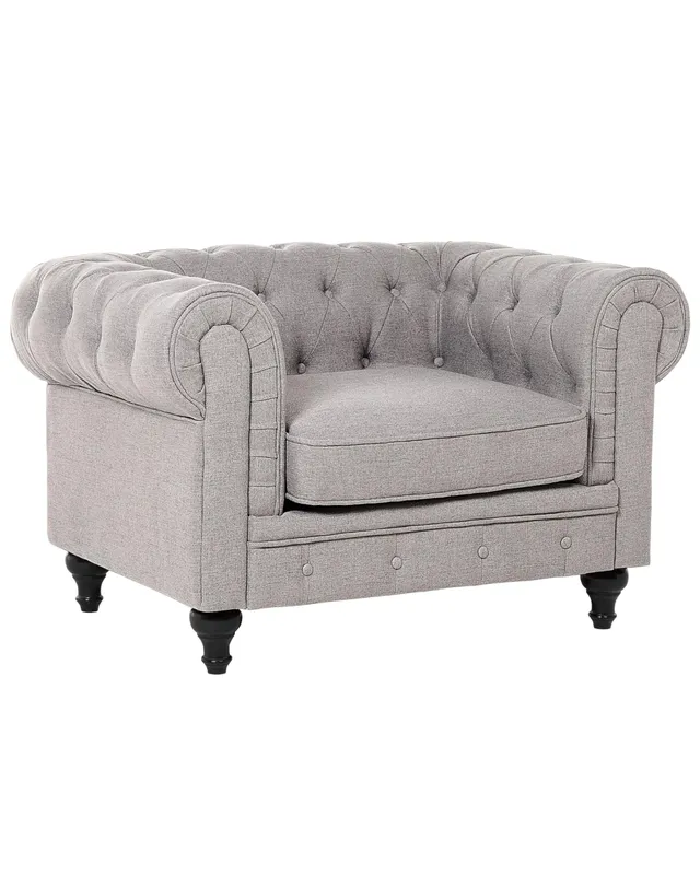 beliani-chesterfield-sessel-stoff-hellgrau-englischer-stil image 1